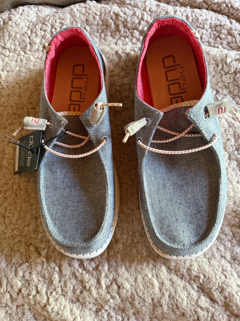 Hey Dude Kids Slip-On Sneakers in Gray with Pink Lining